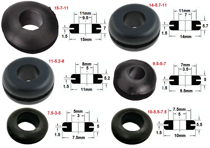 Pasacable de goma redondeados